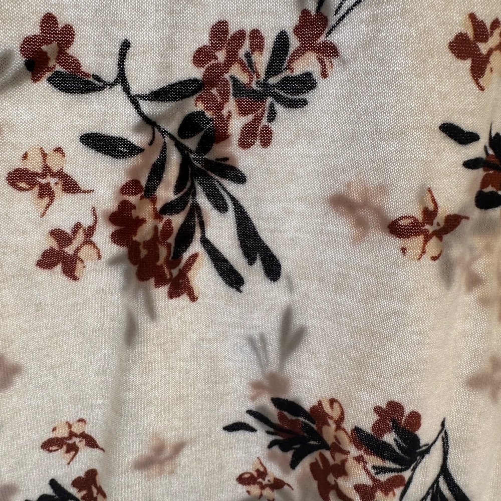 Ann Taylor Floral Crew Neck Sweater - Cream and Red